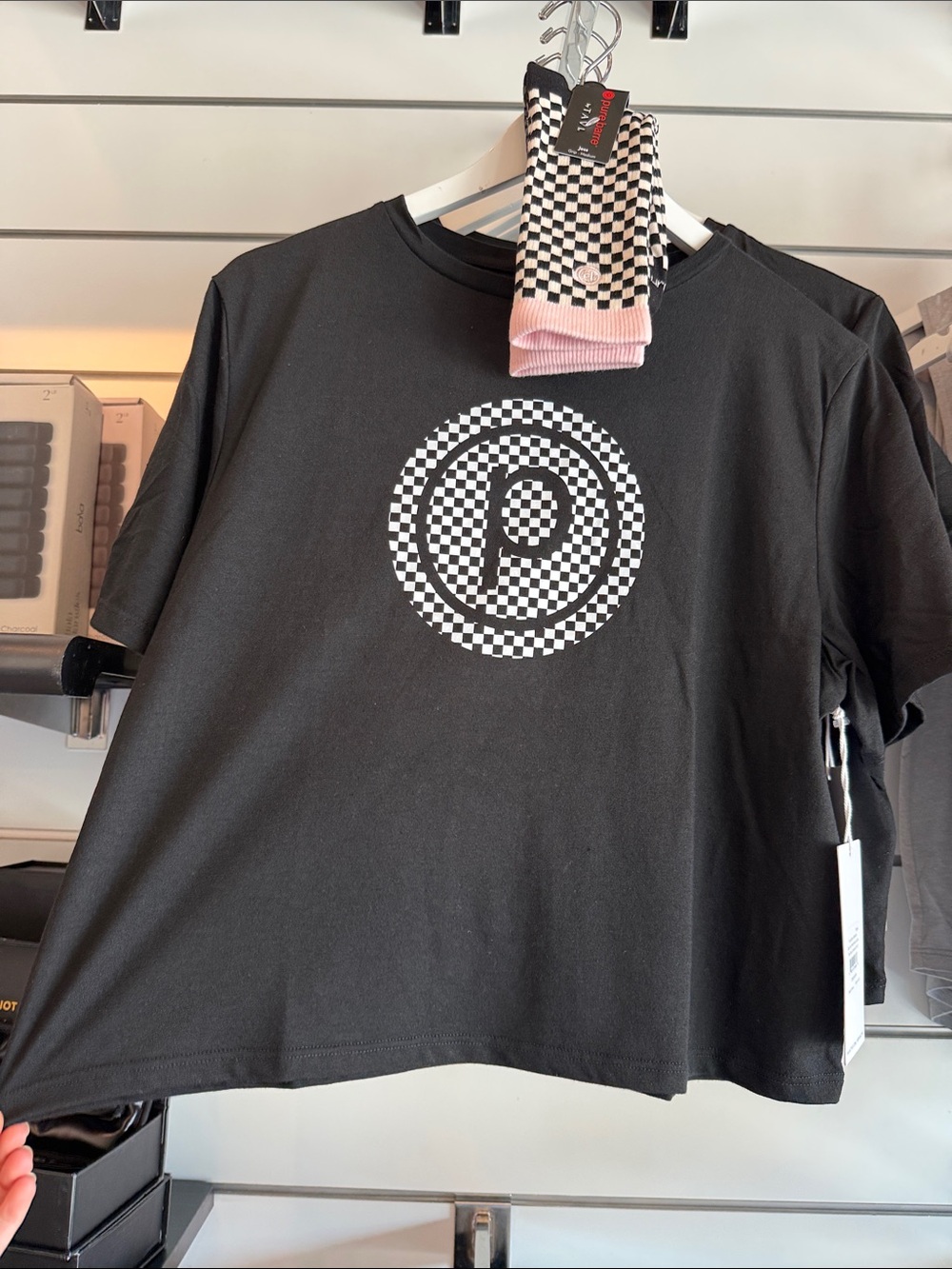 Pure Barre Black Tee with White Checker 'P' Logo - Picture 3 of 3